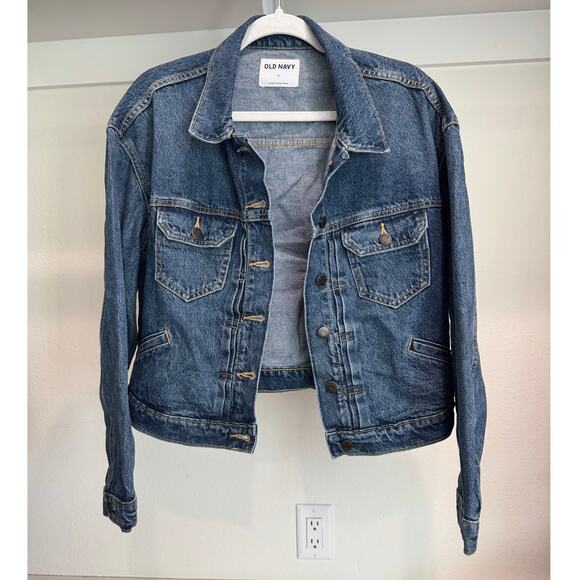 Old Navy Denim Jacket Size Medium Darker Wash Great Condition - Picture 1 of 8